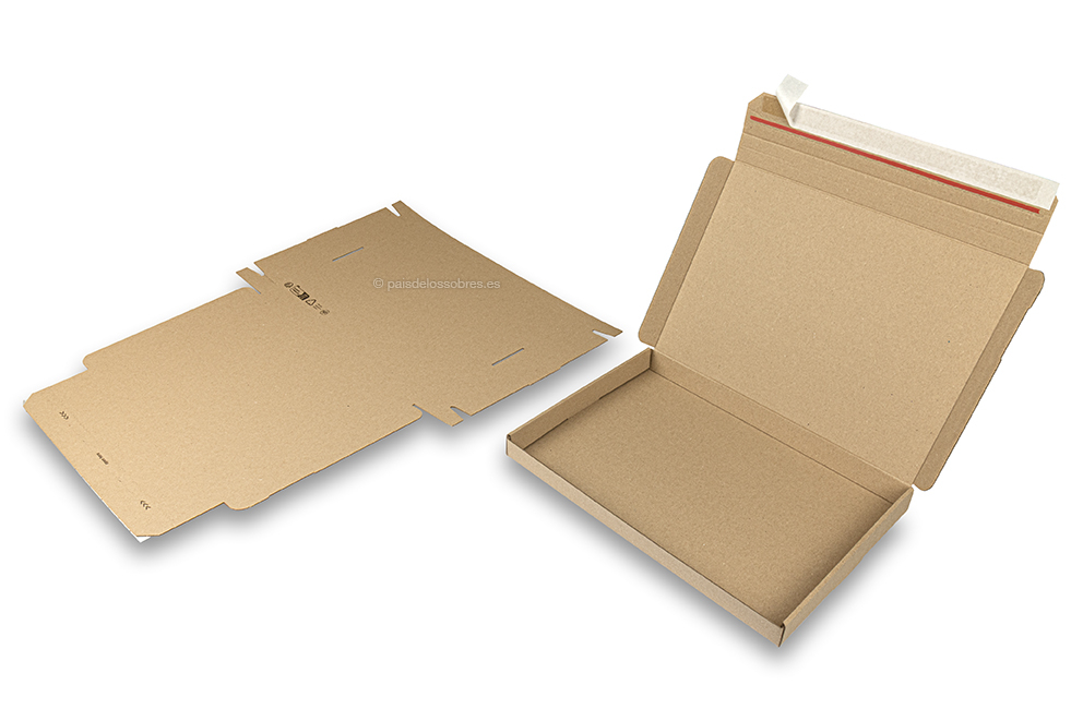 Cajas de envío plegables con cierre adhesivo - 310 x 220 x 25 mm (A4), marrón